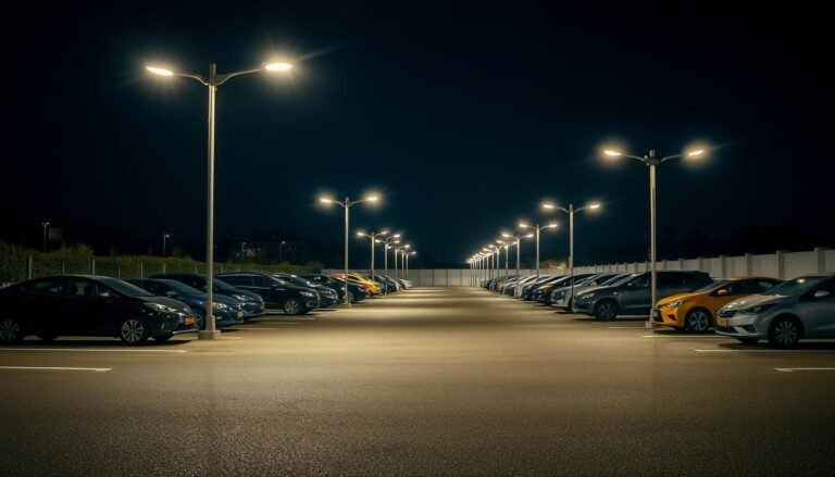 iluminação eficiente em estacionamento temporário